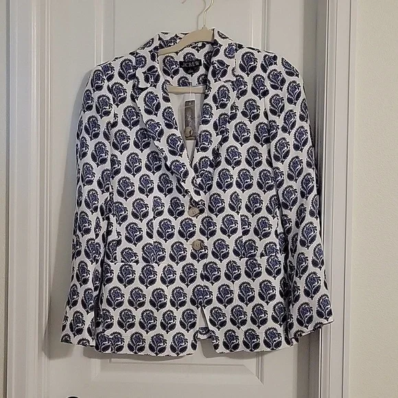 Helena blazer in bouquet block print Chelsea linen-cupro blend - Picture 2 of 5